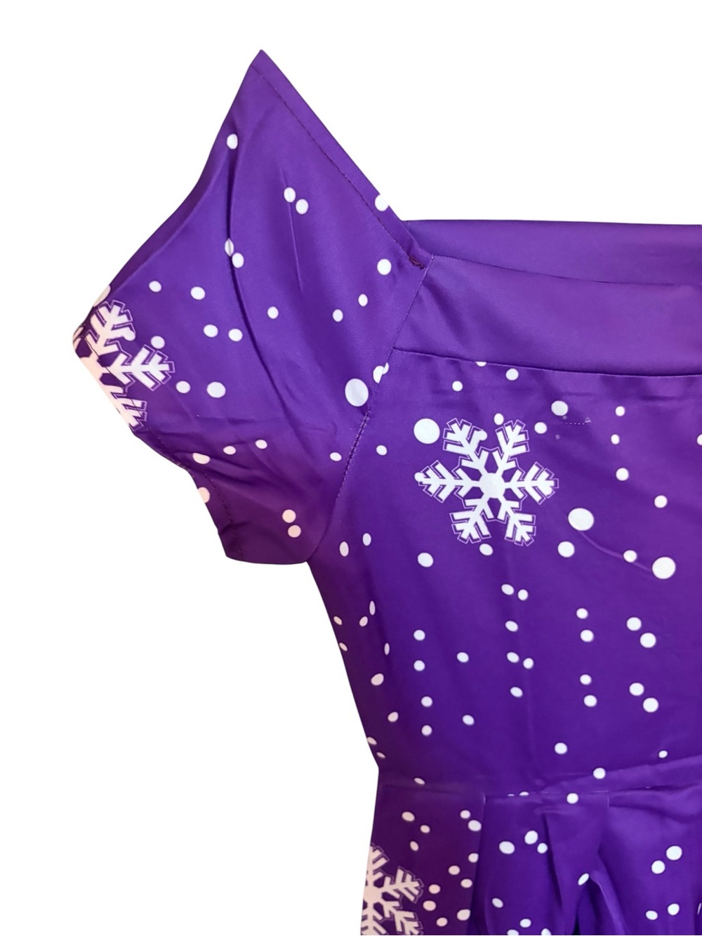 Purple Holiday Snowflake Fit & Flare Dress - Picture 3 of 7